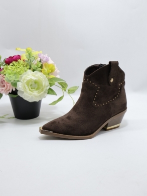 Botki damskie na obcasie (36-41) 9696A BROWN