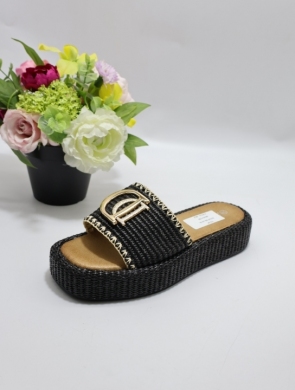 Klapki damskie na płaskim (36-41) D2135 BLACK