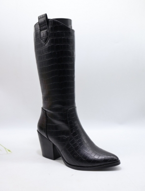 Kozaki damskie ocieplane na obcasie (36-41) 8127-GG BLACK