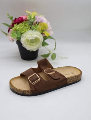 Klapki damskie na płaskim (36-41) 2410-9 BROWN