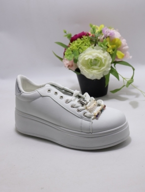 Buty sportowe damskie na płaskim (37-41) 0-1771 WH/SILVER