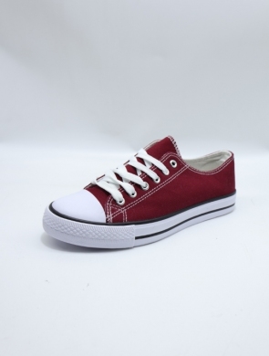 Trampki damskie na płaskim (36-41) W7-B16F BORDO