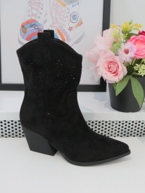 Kozaki damskie na obcasie (36-41) RQ460 BLACK
