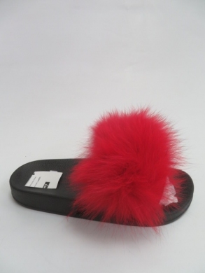 Klapki damskie z futerkiem (36-41) W2018 RED