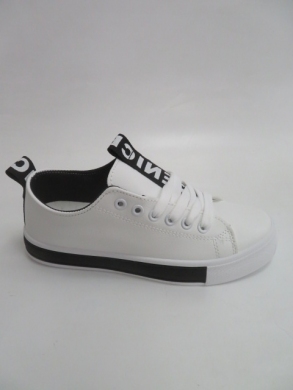 Trampki damskie na płaskim (36-41) BK21 WH/BL