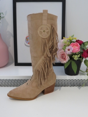 Kozaki damskie na obcasie (36-41) HOT2051 KHAKI