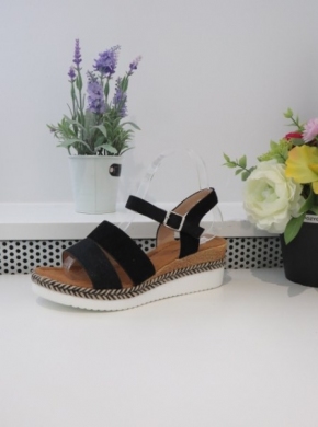 Sandały damskie na koturnie (36-41) F6176 BLACK
