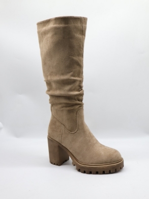 Kozaki damskie ocieplane na obcasie (36-41) 5790 KHAKI