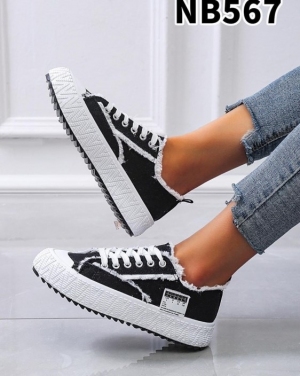 Trampki damskie na płaskim (36-41) NB567 BLACK