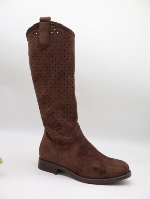 Kozaki damskie na płaskim (36-41) H259 BROWN