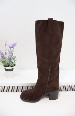 Kozaki damskie na obcasie (36-41) 2523A-1 BROWN