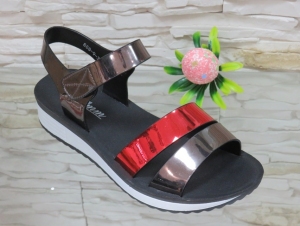 Sandały damskie na koturnie (36-41) 888-9 BROWN/RED
