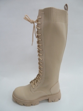 Kozaki damkie na płaskim (36-41) 1999A BEIGE