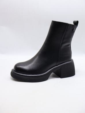 Botki damskie ocieplane na obcasie (36-41) B-120 BLACK-SKO