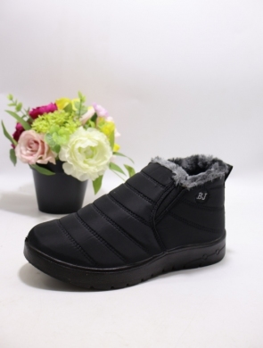 Botki damskie ocieplane na płaskim (38-46) 26503-1 BLACK