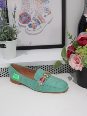 Mokasyny damskie na płaskim (36-41) H8-263 GREEN