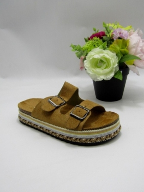 Klapki damskie na płaskim (36-41) DF869 CAMEL