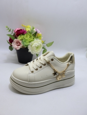 Buty sportowe damskie na płaskim (36-41) B2031 BEI/GOLD