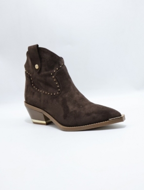 Botki damskie na obcasie (36-41) 9696A-1 BROWN