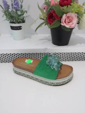 Klapki damskie na koturnie (36-41) 6061-2 GREEN