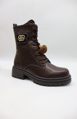 Botki damskie ocieplane na płaskim (36-41) H261B BROWN
