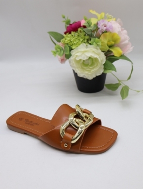 Klapki damskie na płaskim (36-41) 0613 BROWN