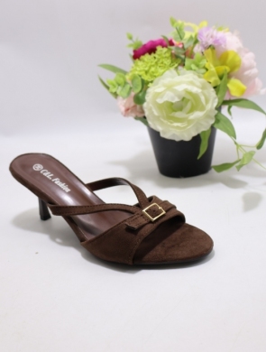 Klapki damskie na szpilce (36-41) B-718 BROWN