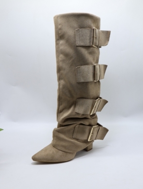 Kozaki damskie na obcasie (36-41) 7677A-1 BROWN