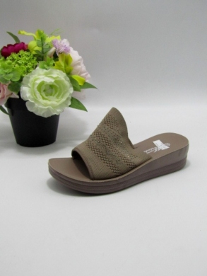 Klapki damskie na koturnie (36-41) 837 KHAKI