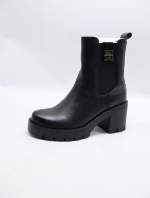 Botki damskie ocieplane na obcasie (36-41) 6168-1 BLACK/PU