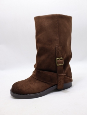 Kozaki damskie na płaskim (36-41) M15 BROWN