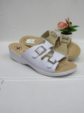 Klapki damskie na koturnie (36-41) 2922 BL/WH/BE