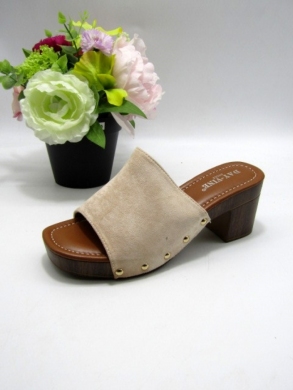 Klapki damskie na obcasie (36-41) 8338-235 BEIGE