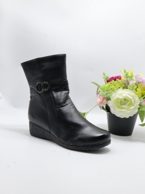 Botki damskie ocieplane na koturnie (37-42) W57 BLACK