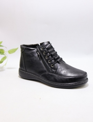 Botki damskie ocieplane na płaskim (36-42) 22T98-1 BLACK