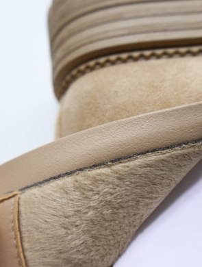 Botki damskie ocieplane na płaskim (36-41) QH7830 BEIGE