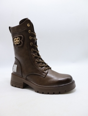Botki damskie ocieplane na obcasie (36-41) 7017 BROWN