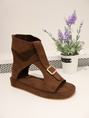 Sandały damskie na płaskim (36-41) NN624 BROWN