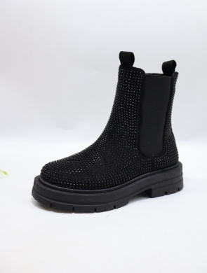 Botki damskie ocieplane na płaskim (36-41) L66-55SP BLACK