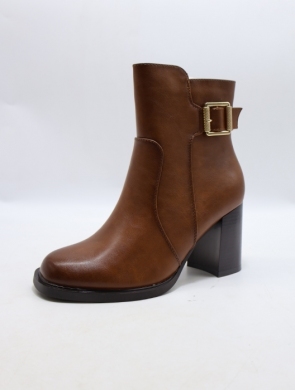 Botki damskie ocieplane na obcasie (36-41) 9138 CAMEL