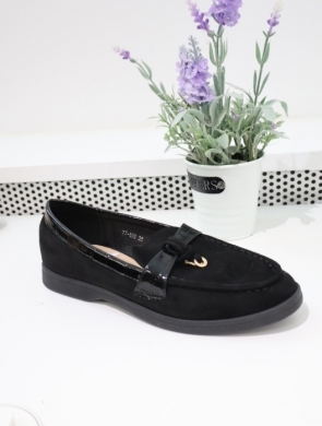Mokasyny damskie na płaskim (36-41) 77-695 BLACK