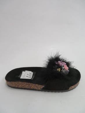Klapki damskie z futerkiem (36-41) FRS-15 BLACK