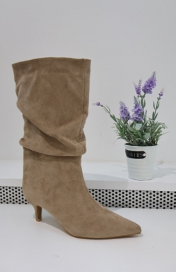 Kozaki damskie na szpilce (36-41) 2513A KHAKI