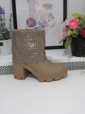 Botki damskie ocieplane na obcasie (36-41) 8679 KHAKI