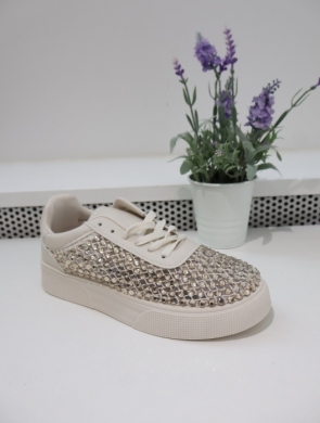 Buty sportowe damskie na płaskim (36-41) 9029 BEIGE