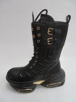 Kozaki damskie jesienne na płaskim (36-41) 15857 BLACK