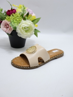 Klapki damskie na płaskim (36-41) L2857 BEIGE