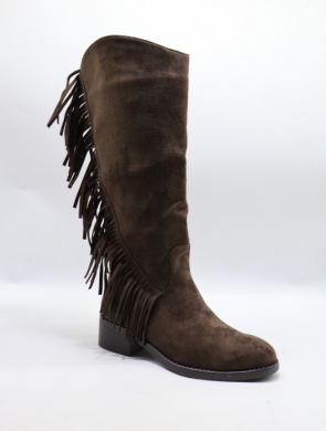 Kozaki damskie na płaskim (36-41) 68340 BROWN