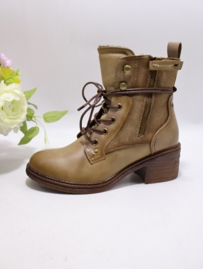 Botki damskie ocieplane na obcasie (36-41) F6860 KHAKI