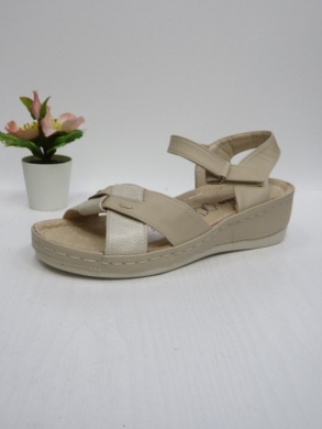 Sandały damskie na koturnie (36-41) 7AA2301 BEIGE/GOLD
